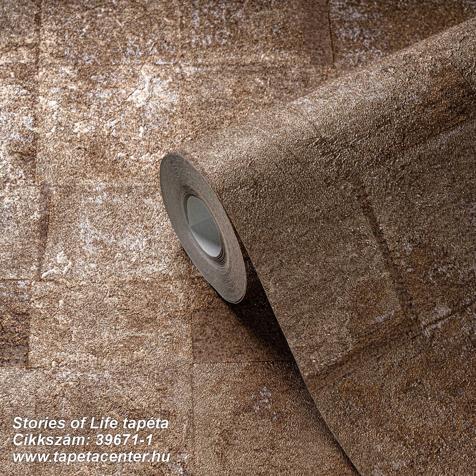 Beton,geometriai mintás,kőhatású-kőmintás,barna,bronz,súrolható,vlies tapéta 